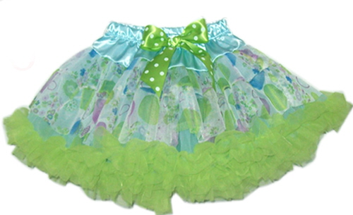 Aqua Lime Floral Pettiskirt Reversable